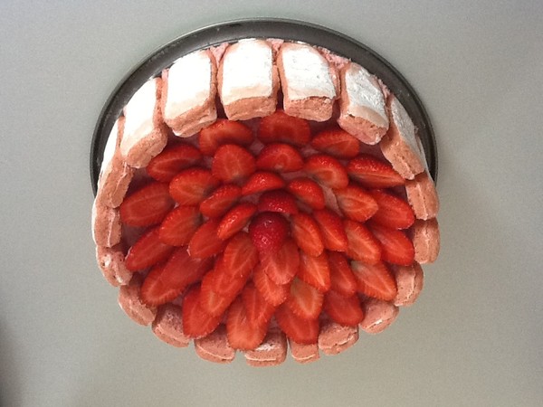 Charlotte aux fraises et biscuits roses de Reims